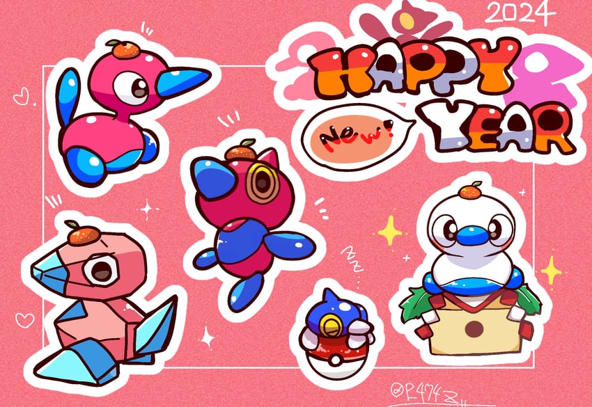 porygon-z, porygon, and porygon2 (pokemon) drawn by p_474z