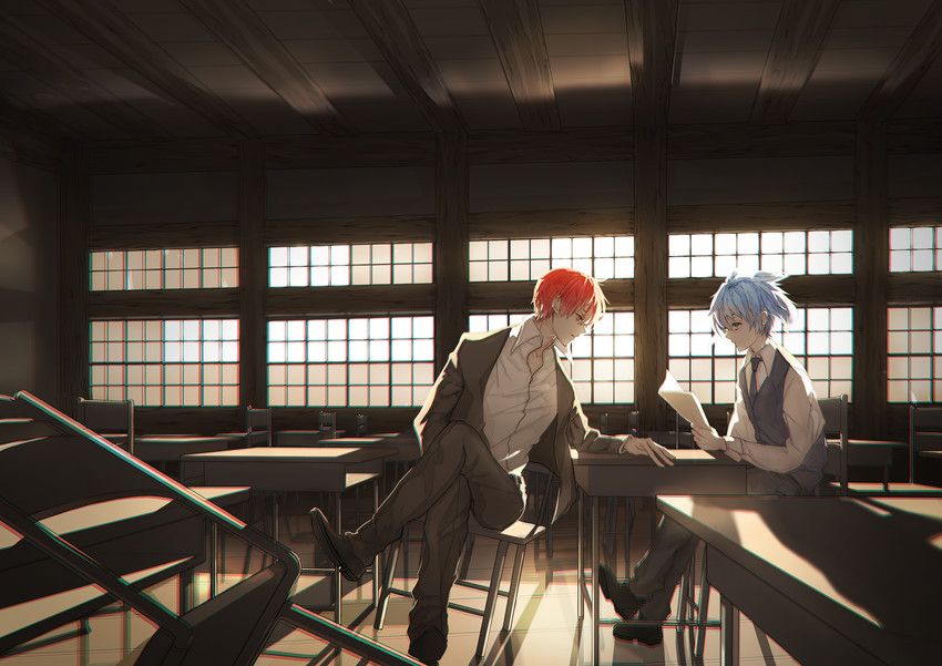 shiota nagisa and akabane karma (ansatsu kyoushitsu) drawn by uwro