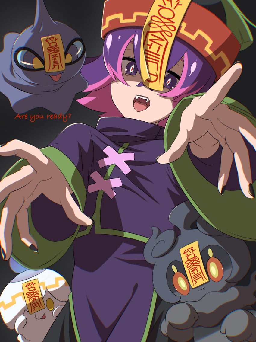 litwick, dot, shuppet, and marshadow (pokemon and 1 more) drawn by amedamaneko