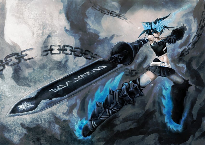 black rock shooter and black rock shooter beast (black rock shooter) drawn by a-er_(akkij0358)