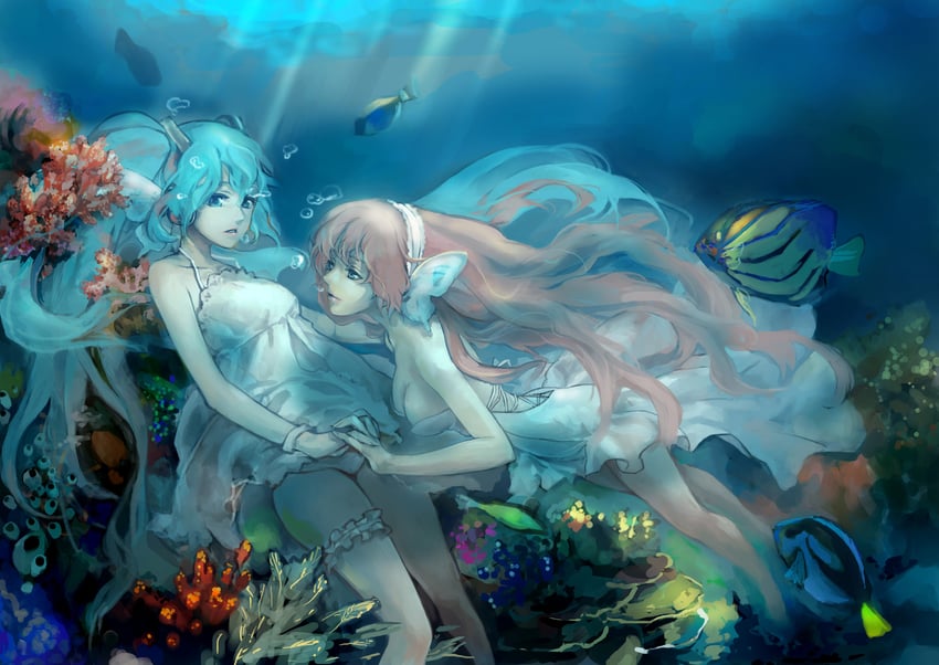 hatsune miku and megurine luka (vocaloid and 1 more) drawn by amo11315