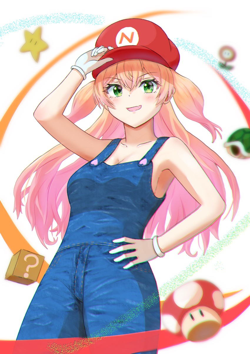 mario and momosuzu nene (hololive and 1 more) drawn by boku_no_edamame