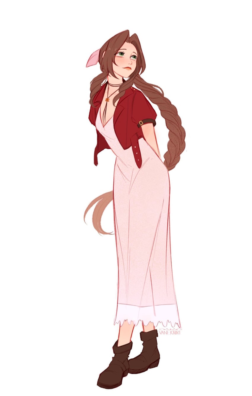 aerith gainsborough (final fantasy and 2 more) drawn by vanekairi