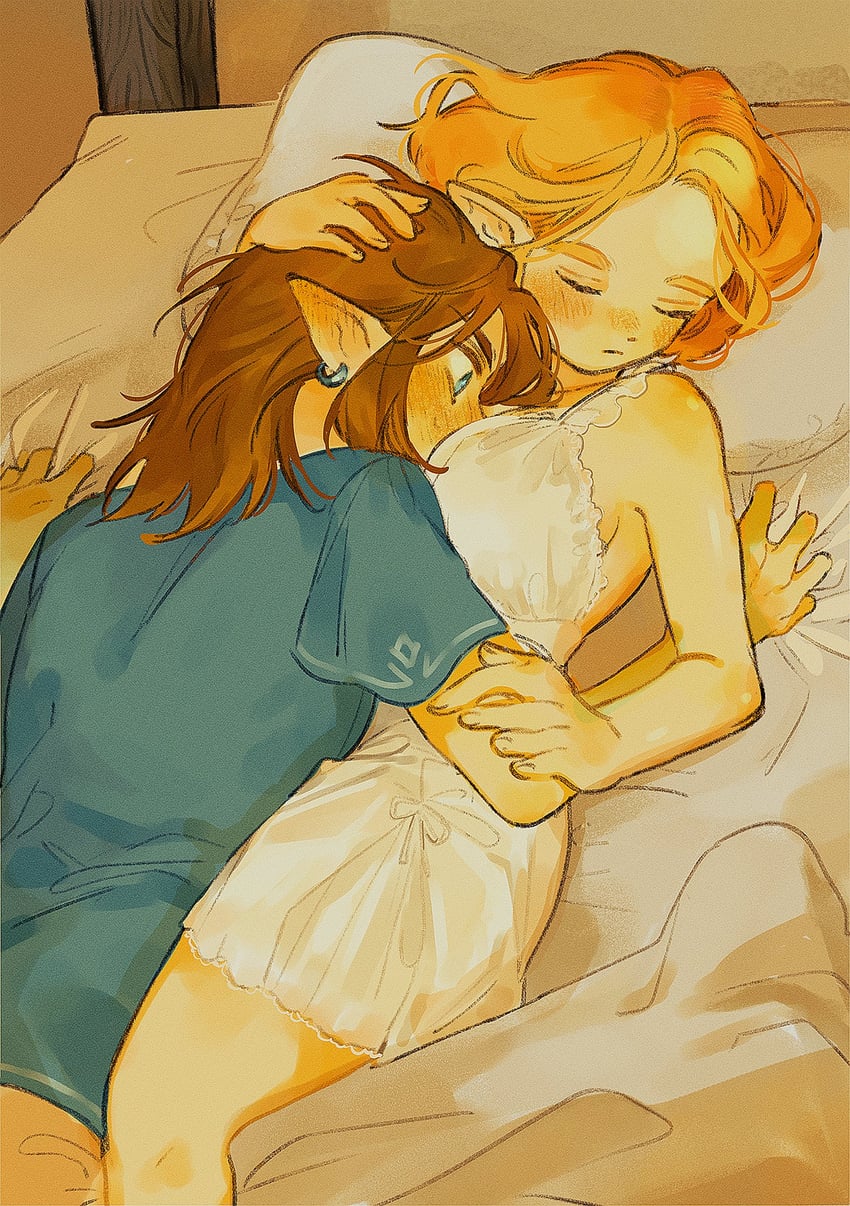 link and princess zelda (the legend of zelda and 1 more) drawn by turippy
