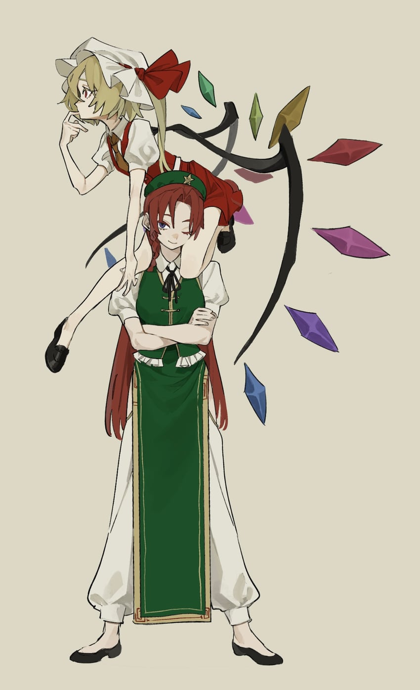flandre scarlet and hong meiling (touhou) drawn by dee_(tannsumi)