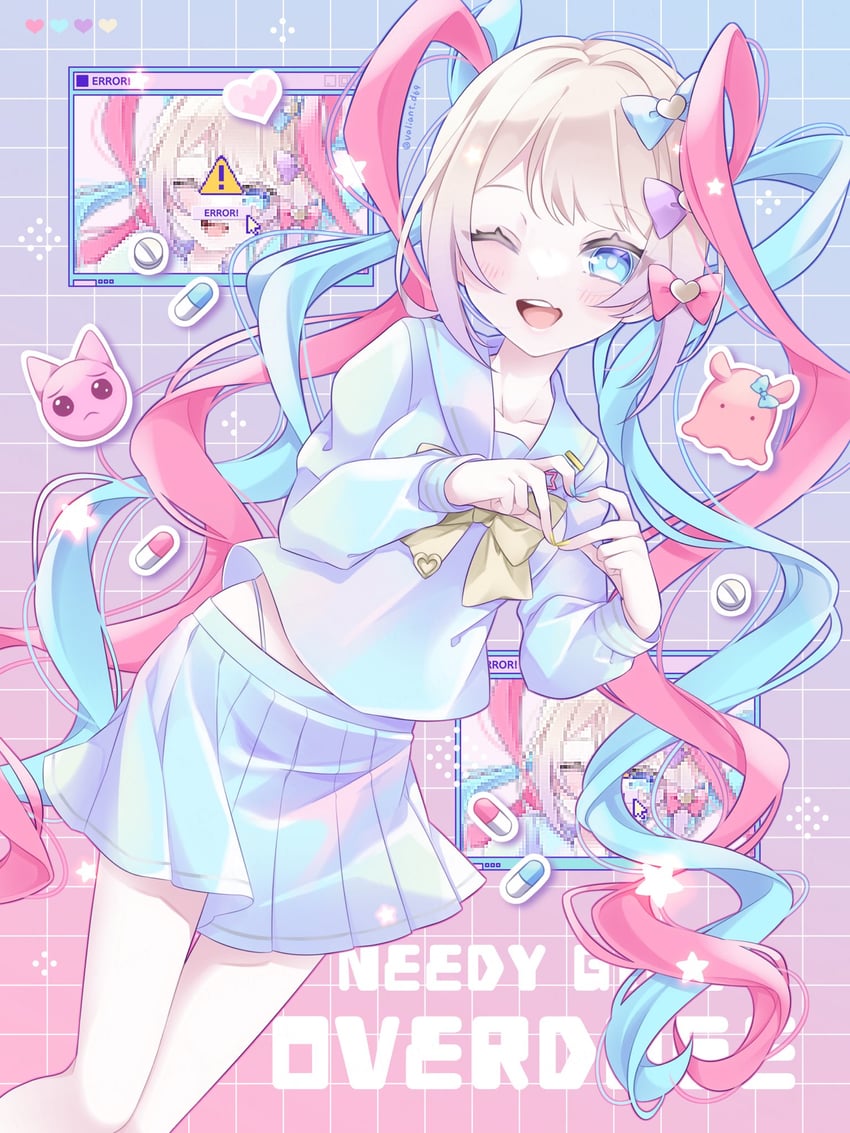 chouzetsusaikawa tenshi-chan and pien cat (needy girl overdose) drawn by kuzuhara_kazuya