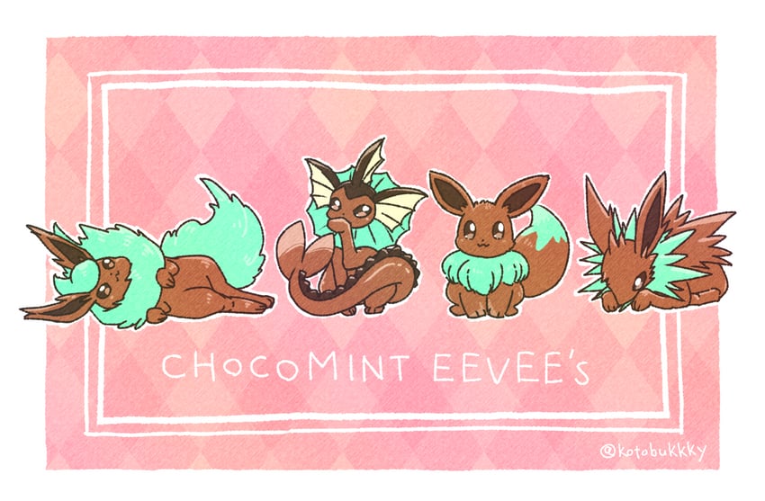 eevee, vaporeon, flareon, and jolteon (pokemon) drawn by kotobukkii_(yt_lvlv)