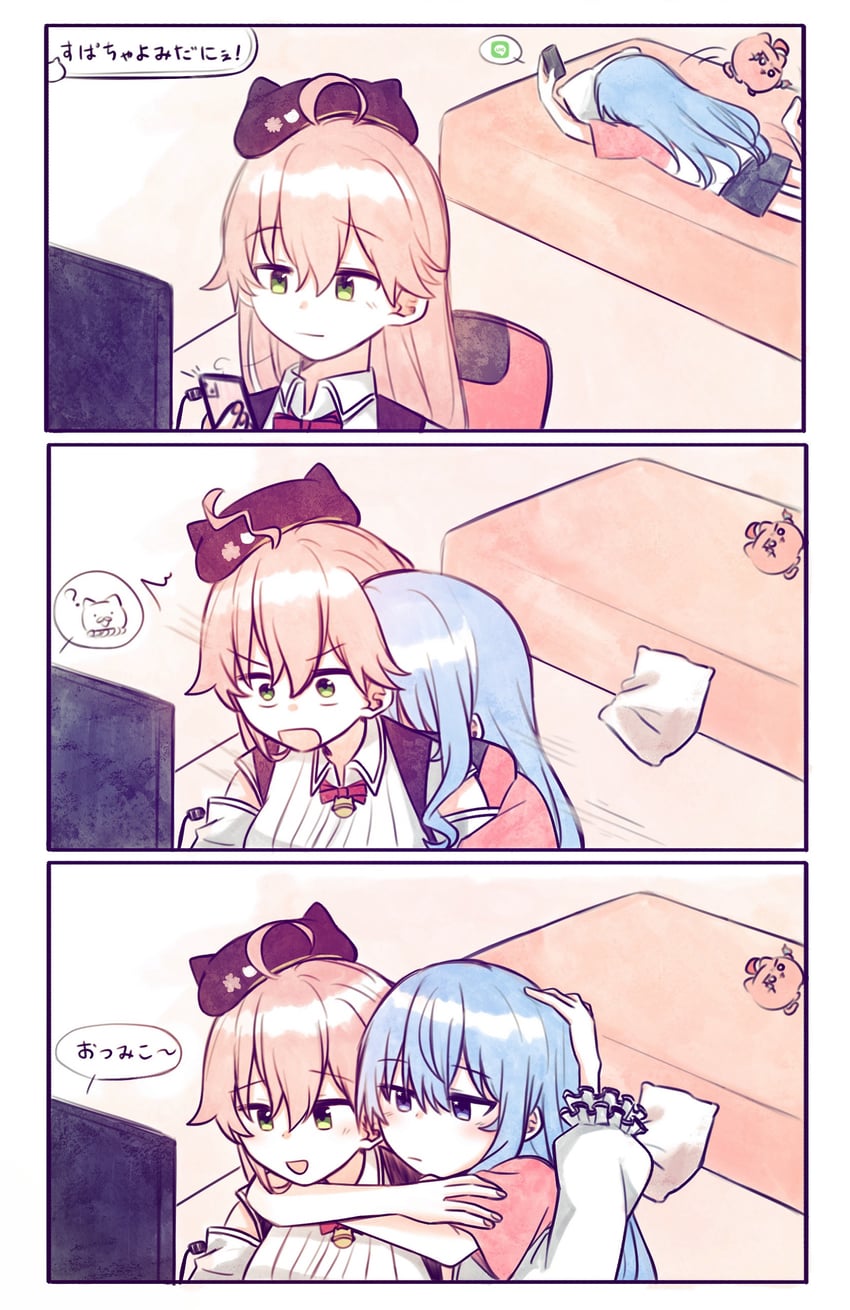 hoshimachi suisei, sakura miko, 35p, and maguchi (hololive and 1 more) drawn by yumi5469