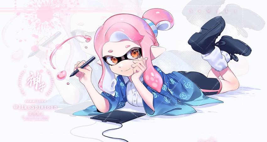 inkling player character and inkling girl (splatoon) drawn by jinkoika