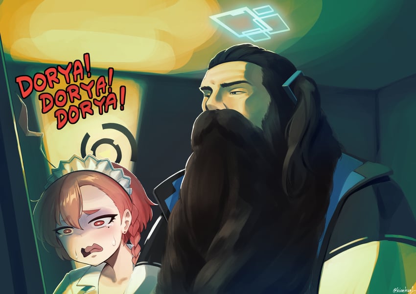 aris, neru, and aris bakhtanians (blue archive) drawn by kion-kun