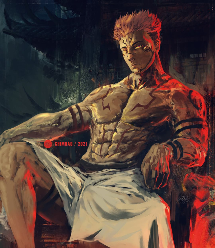 itadori yuuji and ryoumen sukuna (jujutsu kaisen) drawn by shimhaq