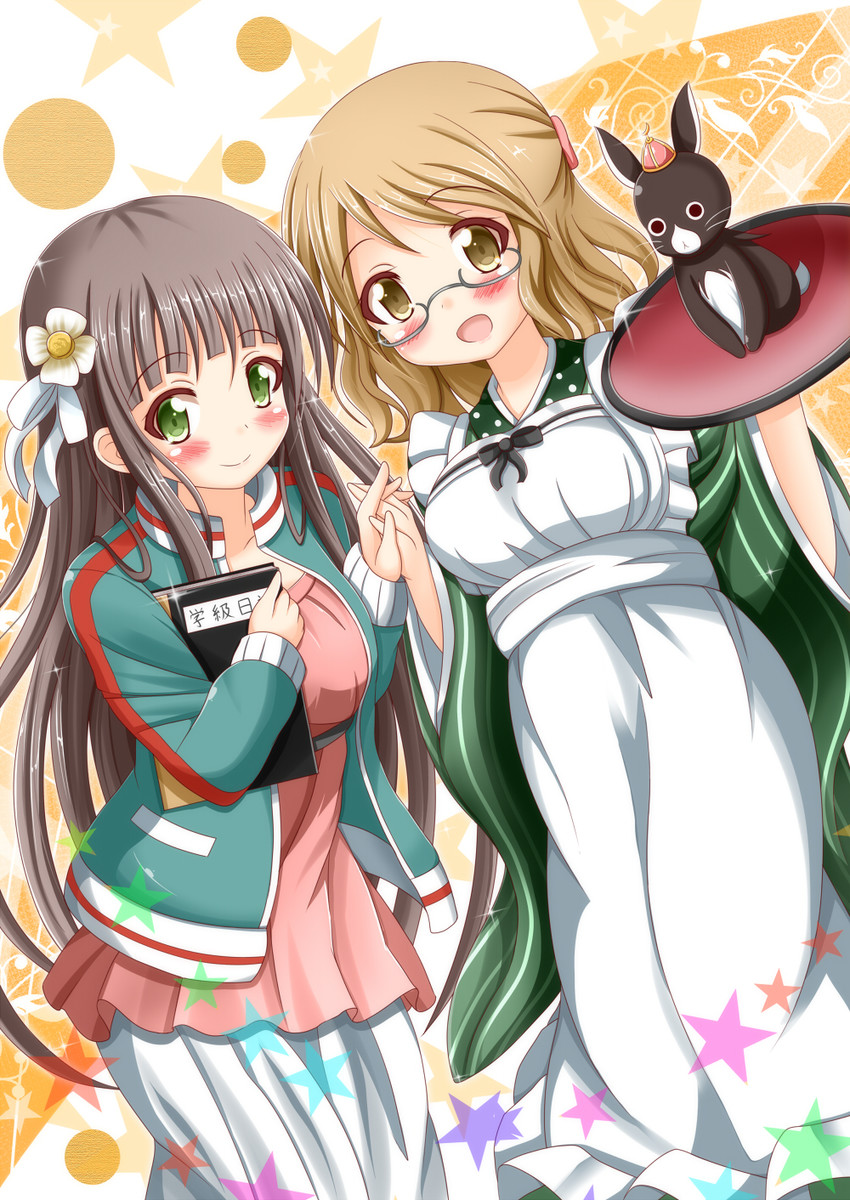 ujimatsu chiya, anko, karasuma sakura, and satou satomi (gochuumon wa usagi desu ka? and 2 more) drawn by xenon_(for_achieve)