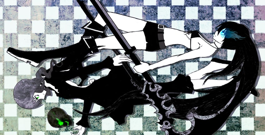 black rock shooter and dead master (black rock shooter) drawn by shisen