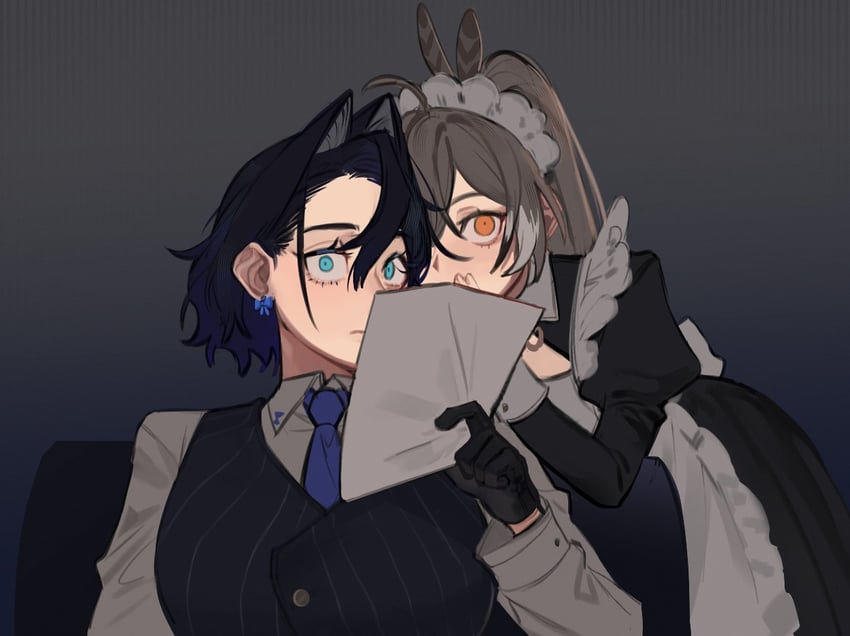 ouro kronii and nanashi mumei (hololive and 1 more) drawn by eus_ing