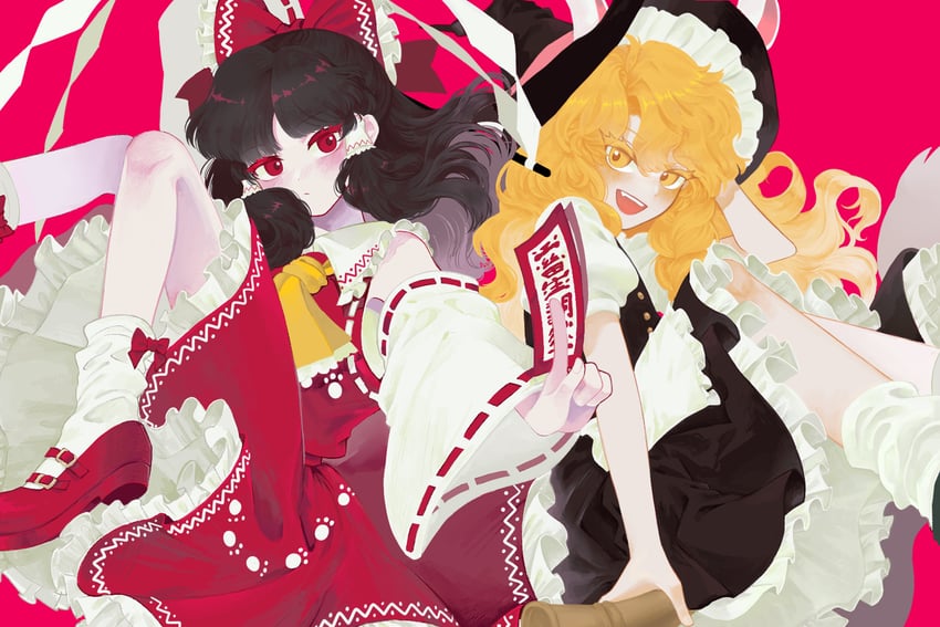 hakurei reimu and kirisame marisa (touhou and 1 more) drawn by stardustreverle
