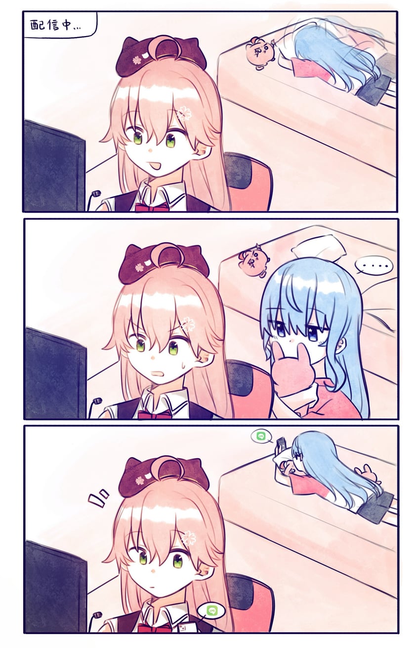 hoshimachi suisei, sakura miko, and maguchi (hololive and 1 more) drawn by yumi5469