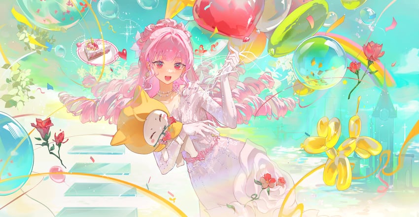 nikki, momo, and blossoming impression (nikki and 1 more) drawn by gugu_(mirukai)