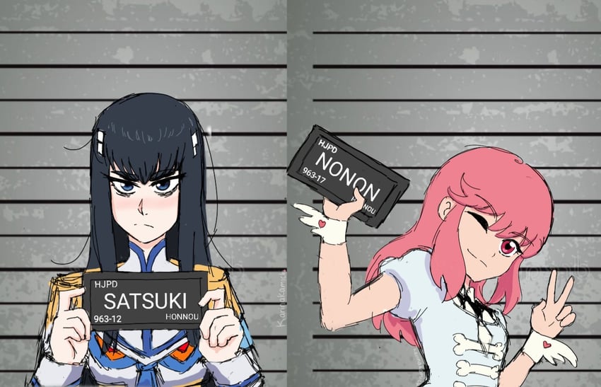 kiryuuin satsuki, junketsu, and jakuzure nonon (kill la kill and 1 more) drawn by karinakamichi