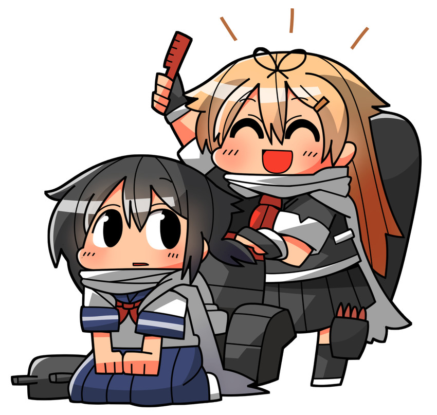 yuudachi, fubuki, and yuudachi kai ni (kantai collection) drawn by kakuzatou_(koruneriusu)