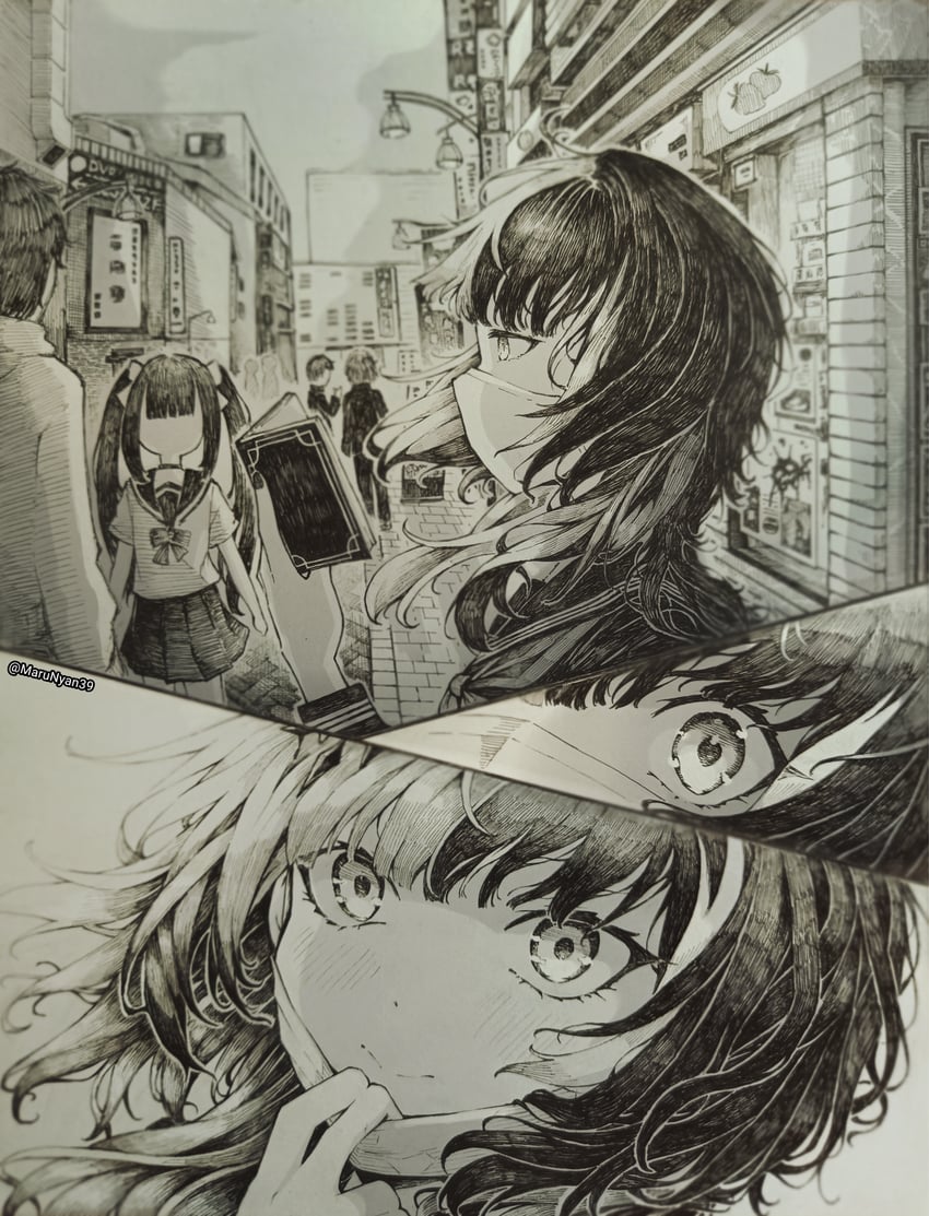 shiori novella and yorick (hololive and 1 more) drawn by marunyan