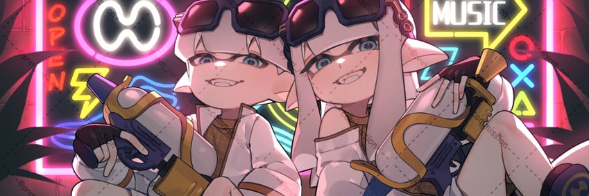inkling player character, inkling girl, and inkling boy (splatoon) drawn by prat_rat
