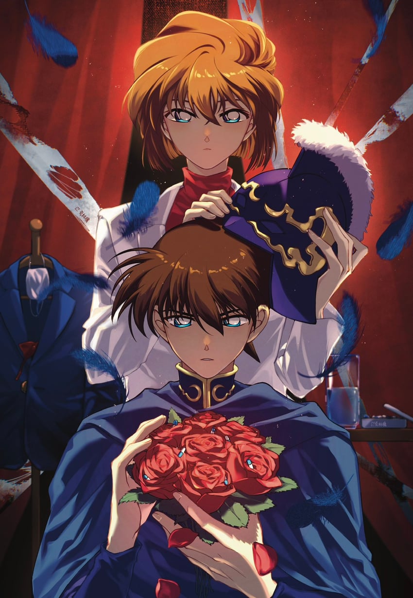 edogawa conan, haibara ai, kudou shin'ichi, and miyano shiho (meitantei conan) drawn by usagi_ringo