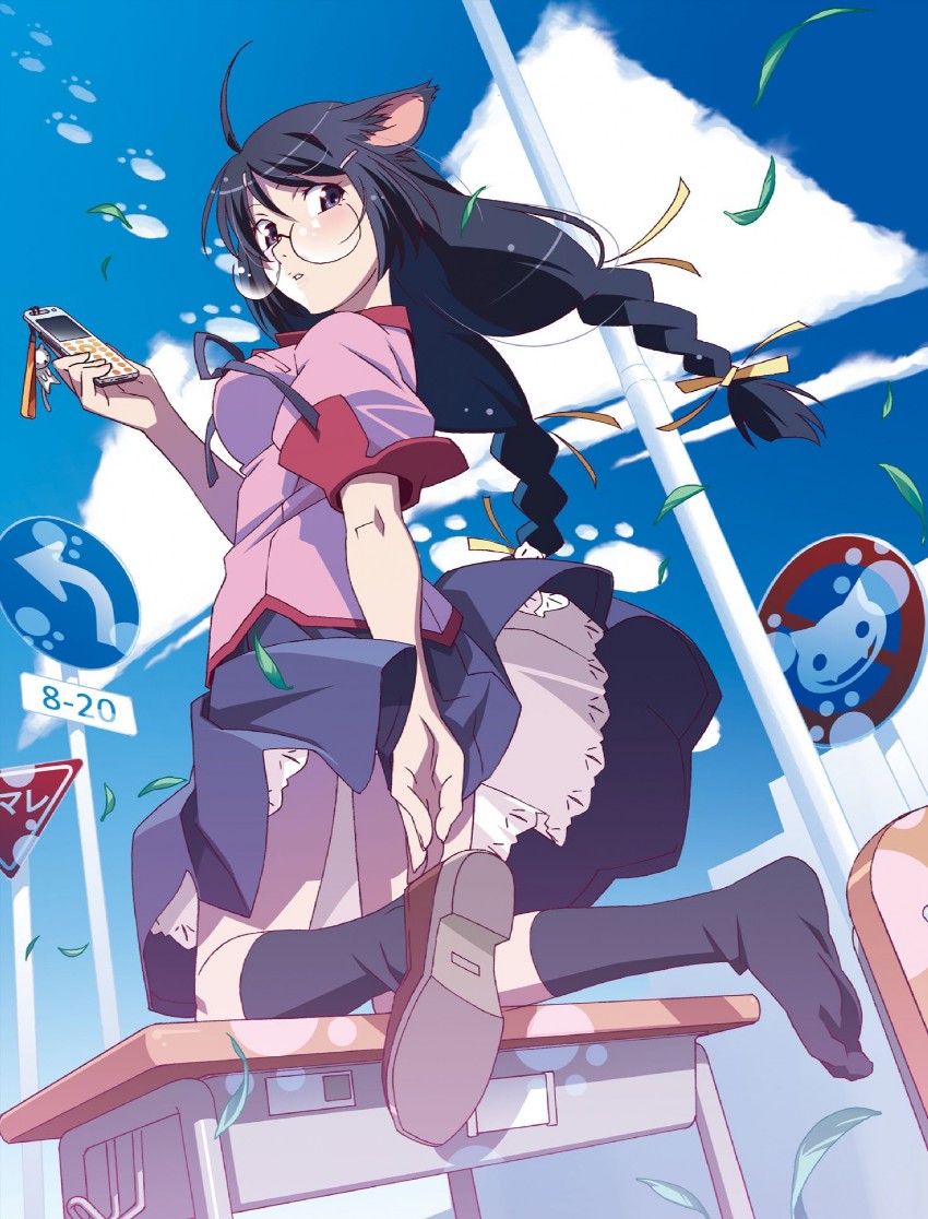 hanekawa tsubasa (monogatari and 2 more) drawn by watanabe_akio