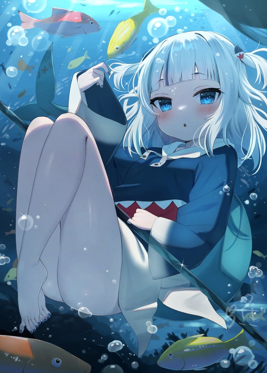 gawr gura (hololive and 1 more) drawn by tsukiman
