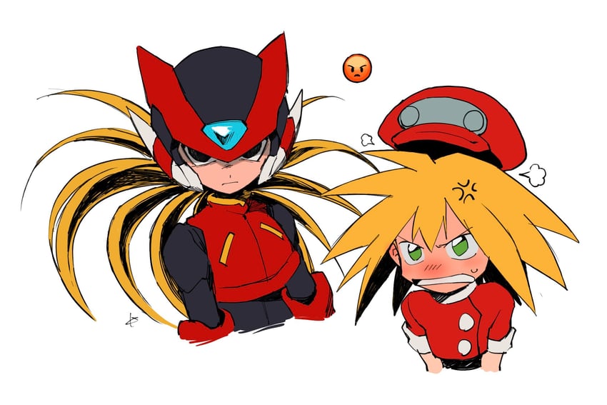 zero, zero(z), and roll caskett (mega man and 2 more) drawn by karen_(karenoni1031)