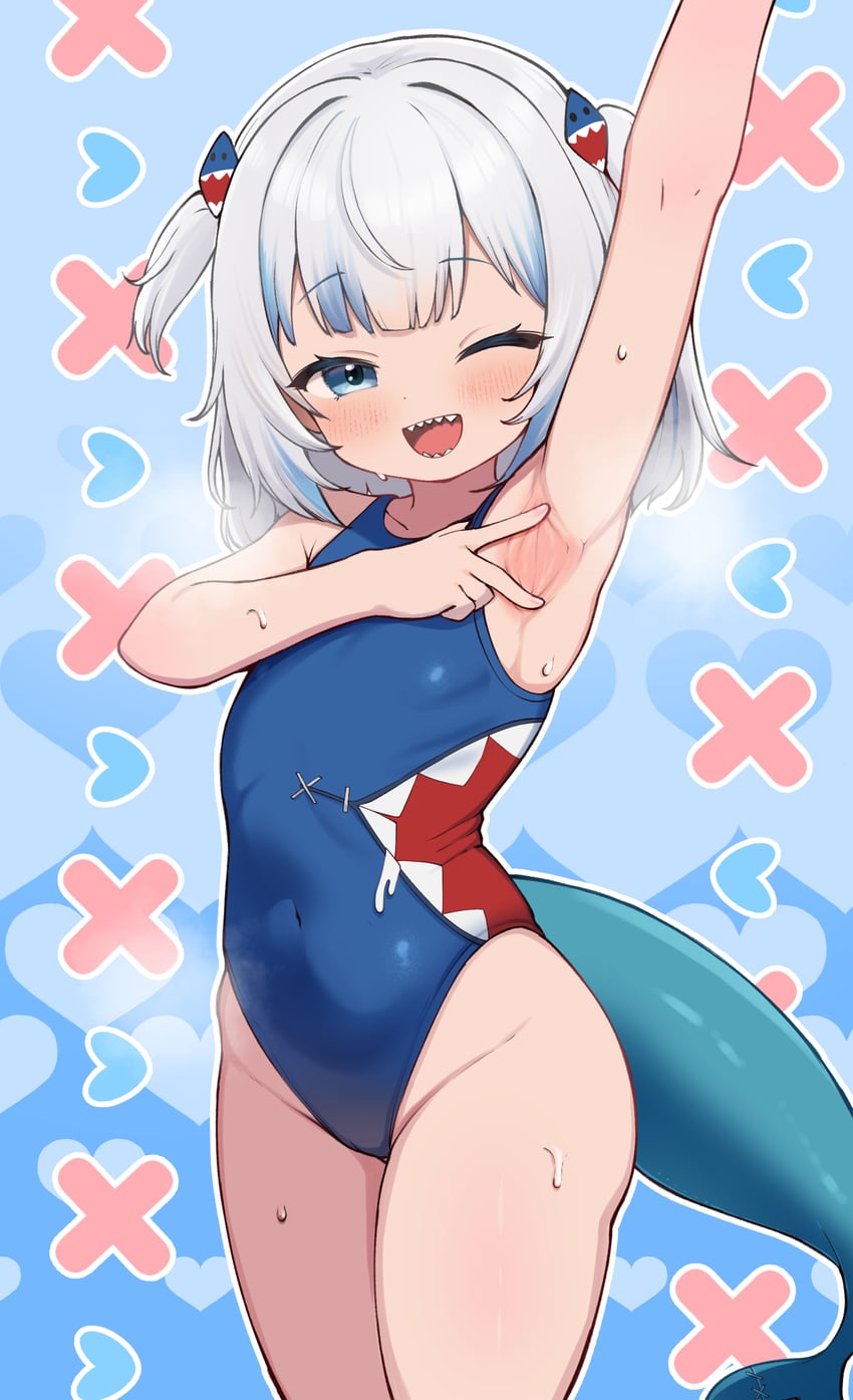 gawr gura (hololive and 1 more) drawn by kani_bonara