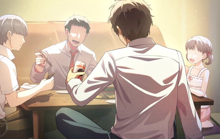 narukami yu, doujima nanako, adachi tooru, and doujima ryoutarou (persona and 1 more) drawn by itsumiruka