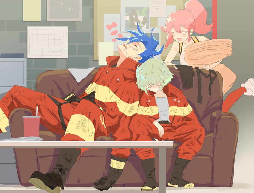 lio fotia, galo thymos, and aina ardebit (promare) drawn by rice_(rice8p)