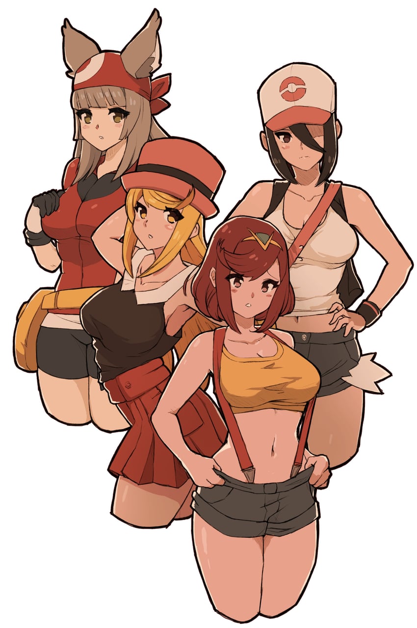 pyra, may, mythra, hilda, serena, and 3 more (pokemon and 5 more) drawn by babusgames