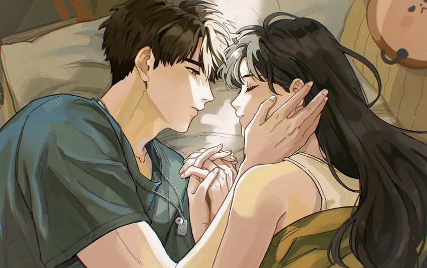 protagonist and caleb (love and deepspace) drawn by nijinoji