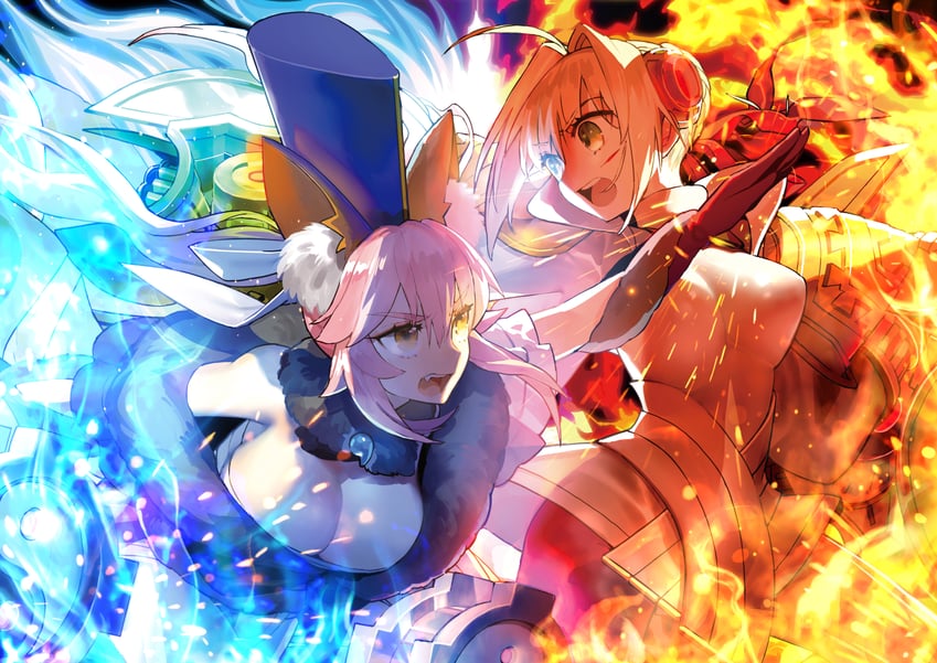 tamamo, nero claudius, and tamamo no mae (fate and 2 more) drawn by wada_arco