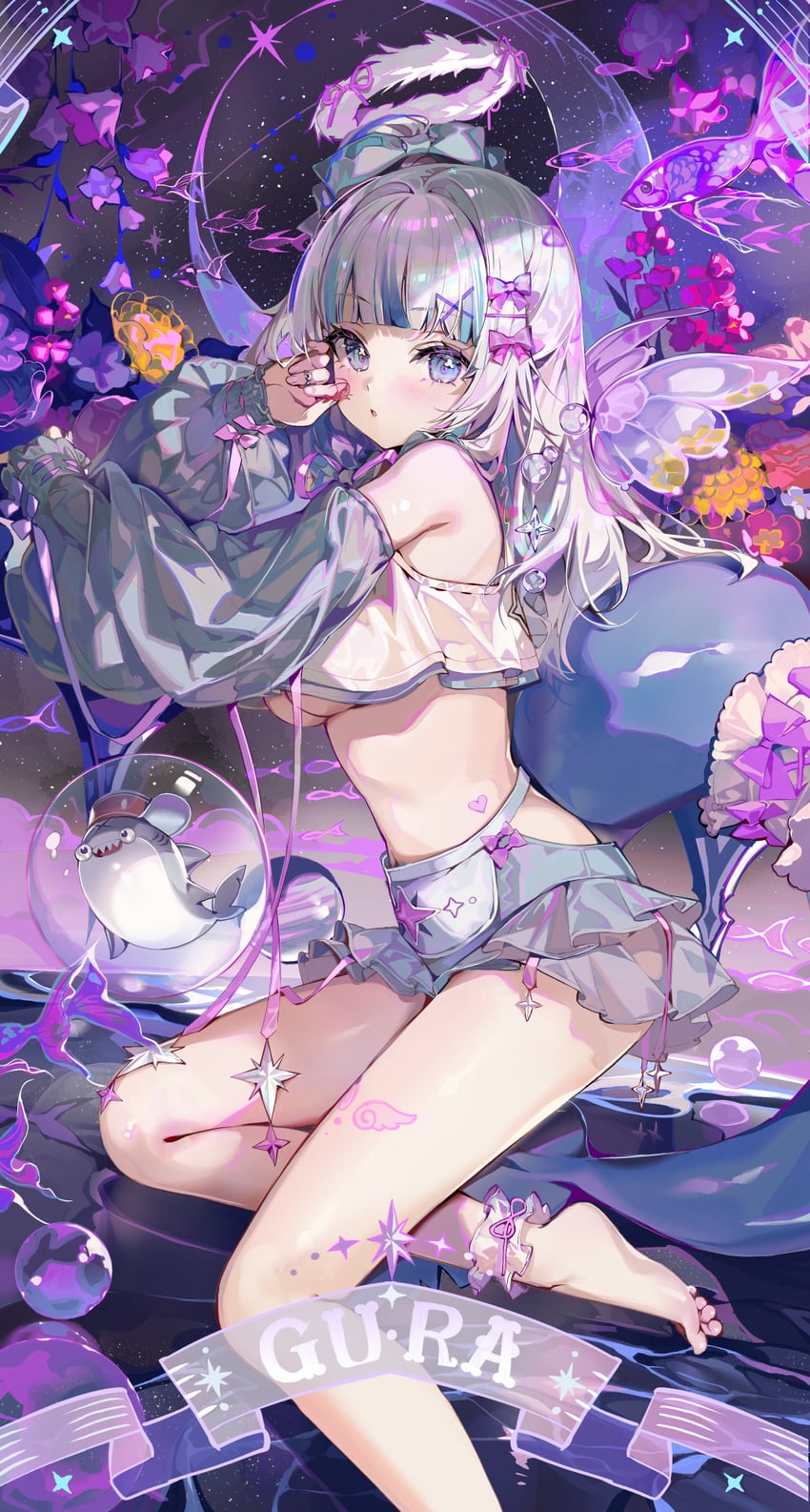 gawr gura and bloop (hololive and 1 more) drawn by akizero1510