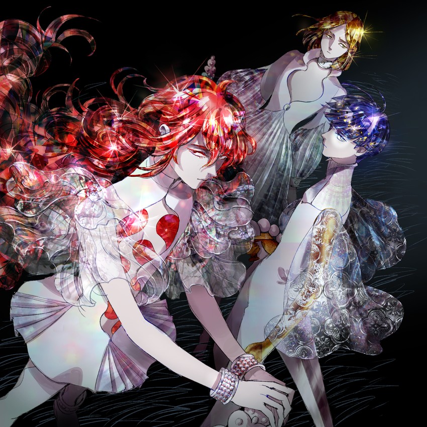 phosphophyllite, padparadscha, and yellow diamond (houseki no kuni) drawn by micho