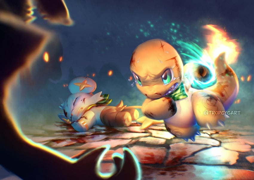 charmander and shinx (pokemon and 2 more) drawn by tropicalcyclone