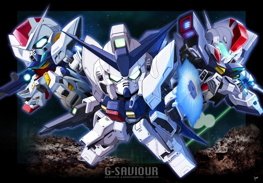 g-saviour gundam, g3-saviour, and j-saviour (gundam and 2 more) drawn by kaz_(kaz323)