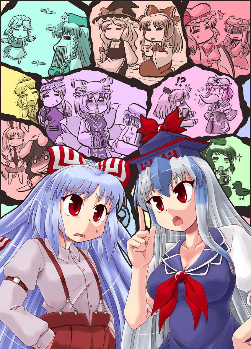 hakurei reimu, kirisame marisa, remilia scarlet, izayoi sakuya, konpaku youmu, and 12 more (touhou) drawn by sasuke_(sasuke_no_sato)