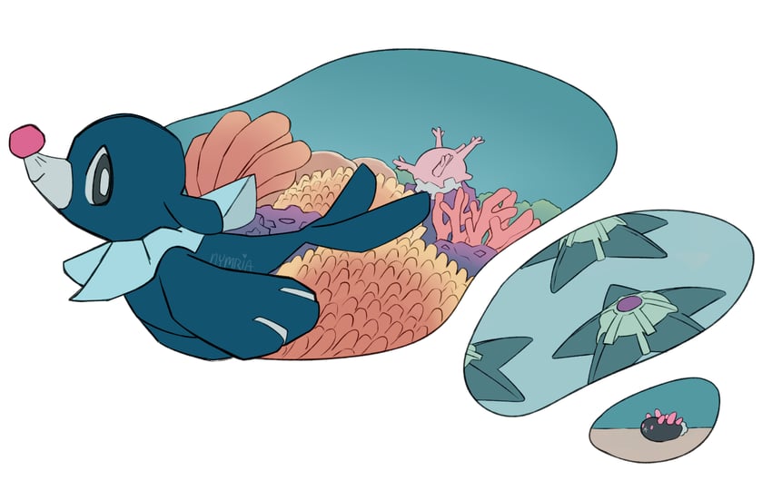 popplio, staryu, pyukumuku, and corsola (pokemon) drawn by staurolith