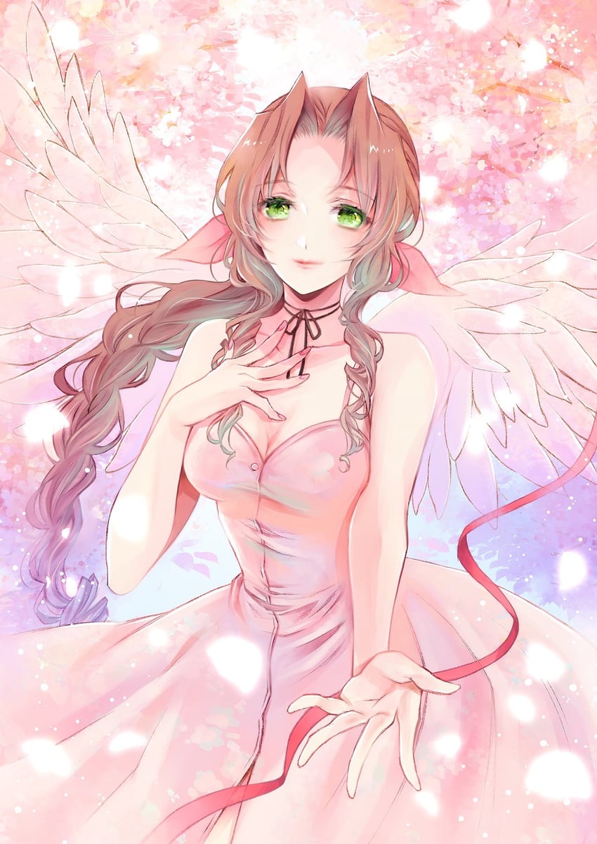 aerith gainsborough (final fantasy and 2 more) drawn by quichi_91