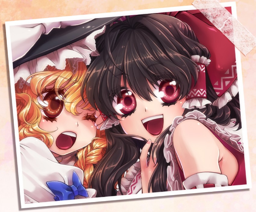 hakurei reimu and kirisame marisa (touhou) drawn by namisaki_yuka