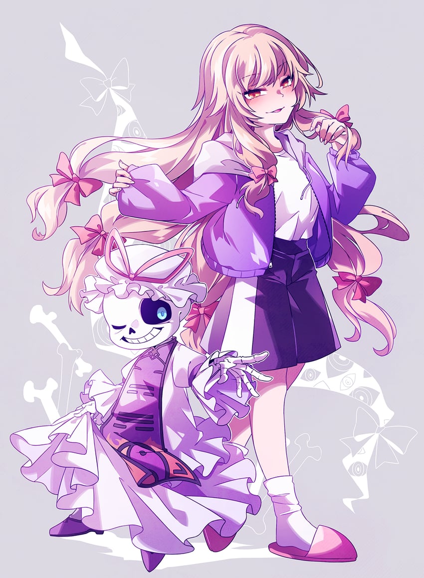 yakumo yukari and sans (touhou and 1 more) drawn by oshino_no