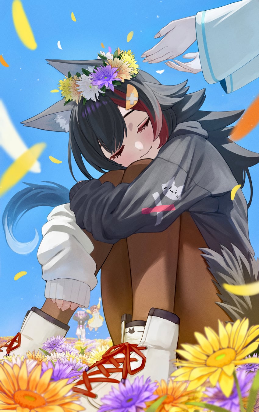shirakami fubuki, nekomata okayu, ookami mio, and inugami korone (hololive) drawn by nattoushouyu3