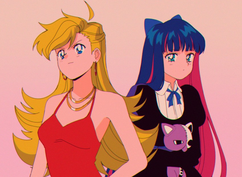 stocking, panty, and honekoneko (bishoujo senshi sailor moon and 1 more) drawn by akimi_chan