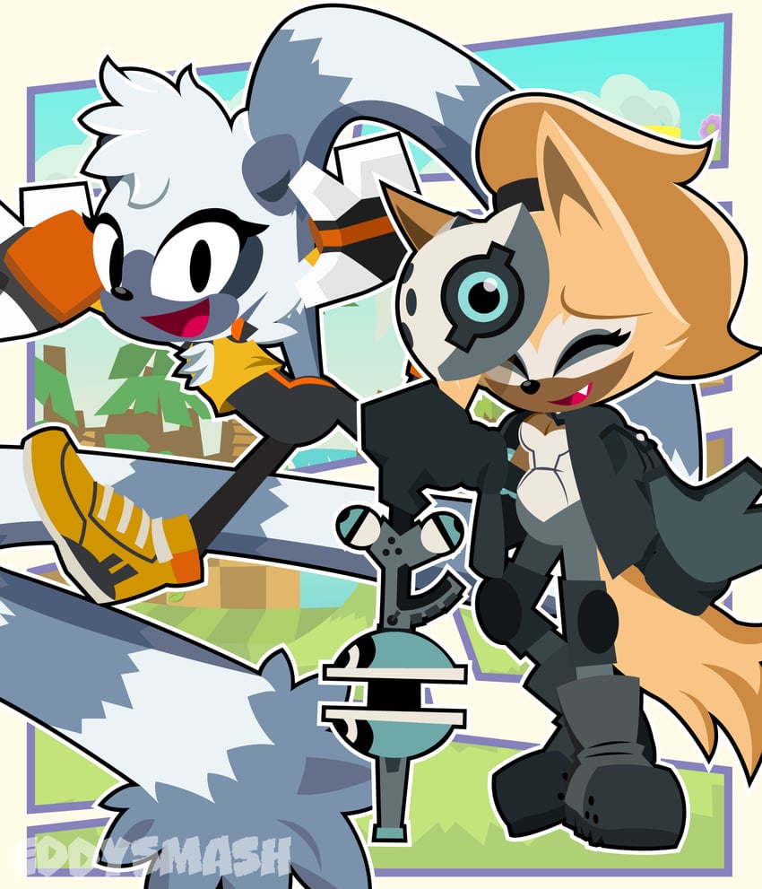 tangle the lemur and whisper the wolf (sonic and 1 more) drawn by eddysmash2407