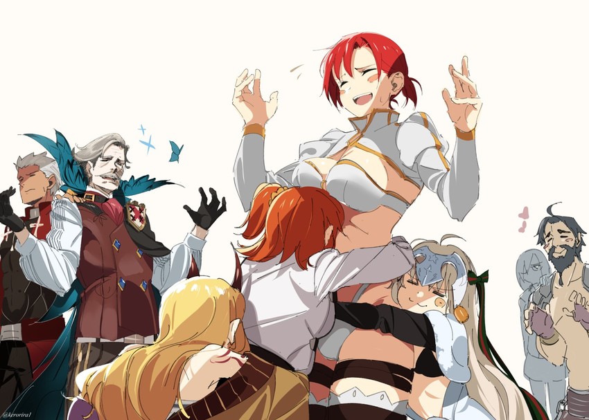 mash kyrielight, fujimaru ritsuka, archer, ibaraki douji, jeanne d'arc alter santa lily, and 3 more (fate and 2 more) drawn by kerorira