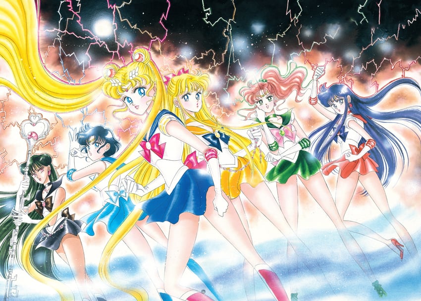 tsukino usagi, sailor moon, mizuno ami, aino minako, hino rei, and 7 more (bishoujo senshi sailor moon and 1 more) drawn by takeuchi_naoko