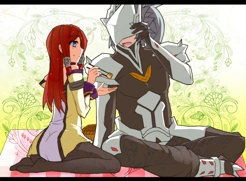 tsubaki yayoi and hakumen (blazblue) drawn by ryou_(supercolorfull)